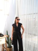 Keten Kuşakli Yelek Ve Pantolon İki̇li̇ Takim resmi